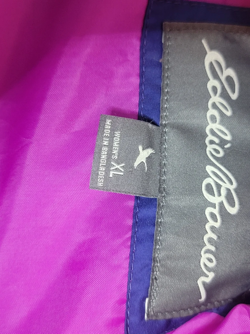 Eddie Bauer Jacket Womens XL Blue Pink Full Zip Insulated Long Sleeve Short